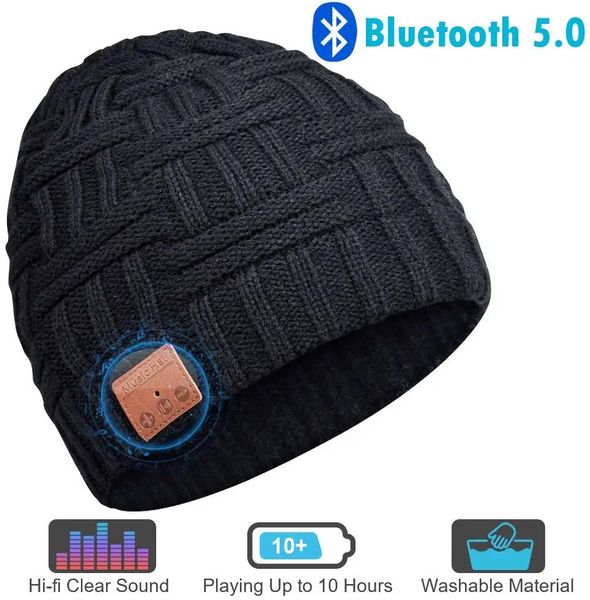 Cadeaux de bonnet compatibles Bluetooth pour hommes Chapeau de femmes avec des cadeaux d'écoute sans fil intégrés pour l'anniversaire de Noël 231221