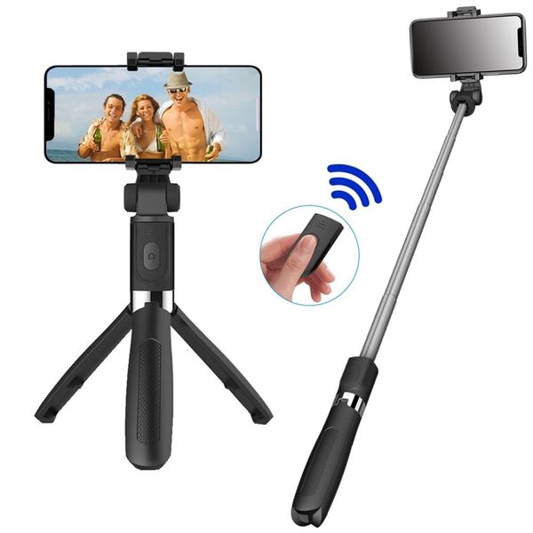 Trépied de bâton de selfie compatible Bluetooth pour téléphone monopode sans fil pliable obturateur de poche télécommande extensible Mini 240322