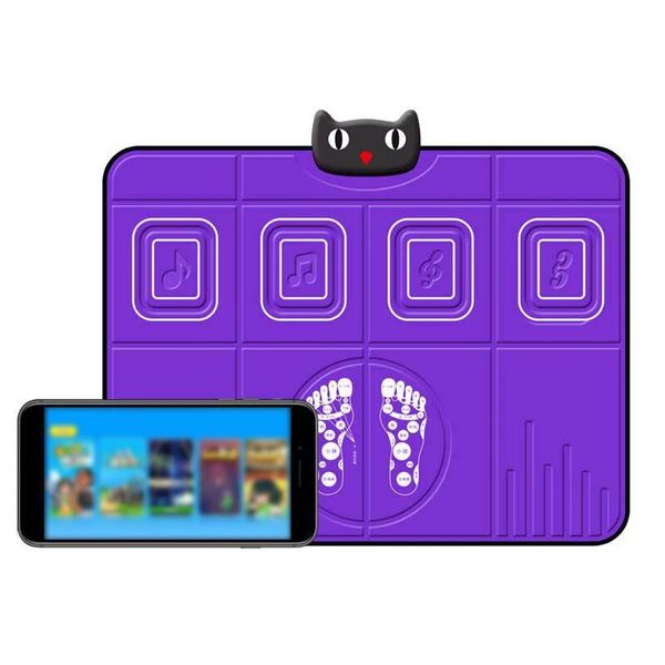 Couverture de danse Bluetooth, équipement de tapis de danse, tapis antidérapant pour empreintes de pieds, supporte les téléphones Android/tablette Android-violet