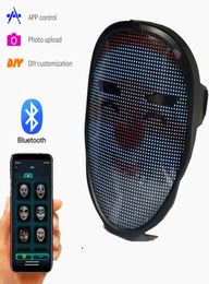 Bluetooth Diy PO Animation Glowing Face Mask Control Contrôle Luminous Masque Smart LED FACECHANGING LEMPERMITTION PARTI MASCH CHRIST8673452