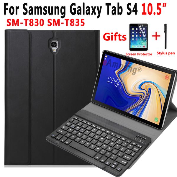 Funda con teclado Bluetooth inglés español ruso para Samsung Galaxy Tab S4 10,5 SM-T830 SM-T835 T830 T835 Funda Capa + regalo