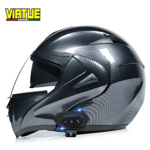 Visière rabattable Bluetooth double lentille Cascos DOT Cool moto casque intégral noir casques de moto modulaires