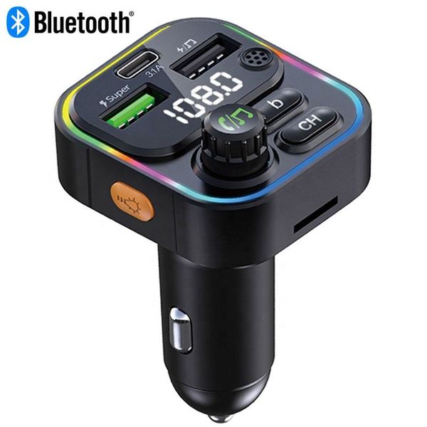 Transmisor FM Bluetooth para coche QC3.0 PD20W, adaptador de Radio Bluetooth para coche, reproductor de música, Kit manos libres para coche con ranura para tarjeta SD