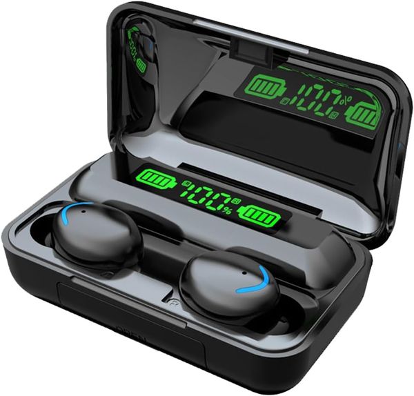 Auriculares Bluetooth, Auriculares Inalámbricos, Auriculares Internos para Auto V5.1 con Micrófono, Llamadas Manos Libres, Duración de la Batería de 6 Horas, Negro