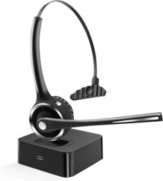 Auriculares Bluetooth, auriculares inalámbricos con micrófono para teléfono celular de oficina, cancelación de ruido en auriculares para la oreja para PC, VOIP, centro de llamadas, teléfono, botón de silencio