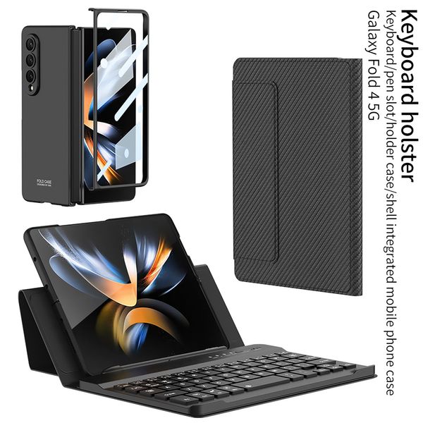 Étui pour clavier Bluetooth, étui pour Samsung Galaxy Z Fold 4 Fold 3, Film de protection d'écran en verre, housse avec porte-stylo