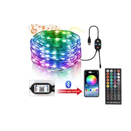 Bluetooth LED Fairy String Light Télécommande Lampe de guirlande de Noël 15m / 20m Fil de cuivre étanche pour la fête de mariage à la maison 211104