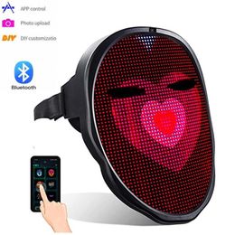 Bluetooth LED Masker Maskerade Speelgoed APP Controle RGB Oplichten Programmeerbaar DIY Foto Animatie Tekst Halloween Kerst Carnaval C258p