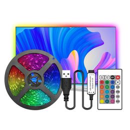 Bluetooth LED Strip Lights 16.4ft 24 toetsen Remote Controlle Kleur Verandering 5050 RGB 150 LEDS LICHT STRIPS DIY KIT Home Slaapkamer keukendecoratie nu