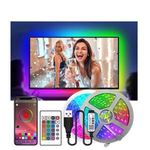 Luces de tiras LED de Bluetooth 16.4ft 24 Keys control remoto Color Cambio 5050 RGB 150 LED Strips de luz Kit Diy Decoraciones de cocina de dormitorio en casa Crestech