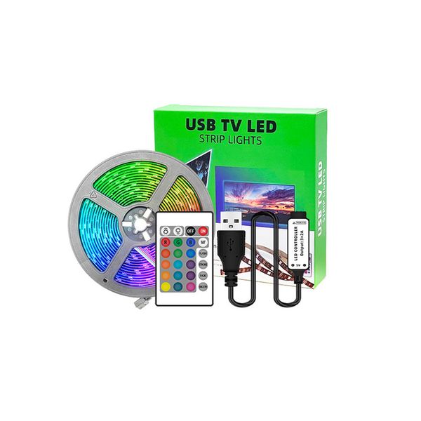 Tira de luces LED Bluetooth 16.4 pies 24 teclas Control remoto Cambio de color 5050 RGB 150 LED Tiras de luz Kit de bricolaje Hogar Dormitorio Cocina Decoración usalight