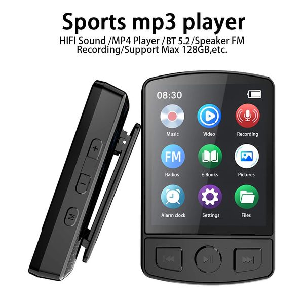 Bluetooth MP3 Player Clip Portable Música Walkman con pantalla sin pérdida Calidad de sonido para el Sport Recordación de video Ebook Play 240506