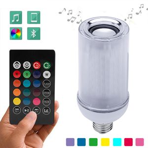 Música LED Bombilla E27 Atenuación Altavoz Bluetooth Lámpara de efecto de llama RGB con control remoto de 24 teclas