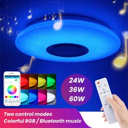 Bluetooth Music LED Plafond Kroonluchter Star Point Lights 24W 36W 60W Afstandsbediening Kleurrijke LED Kleur Veranderende Licht