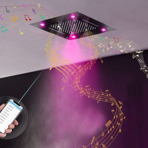 Pommeau de douche musical Bluetooth, en acier inoxydable 304, cascade, robinets de pluie, plafond de salle de bains, panneau de pomme de douche LED coloré