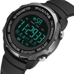 Bluetooth Pidomètre Sports Watch Mens 5bar Affiche de chronomètre imperméable Montres de fitness pour hommes Clock Homme Cadeaux Relogio Masculino-bracelets 2909