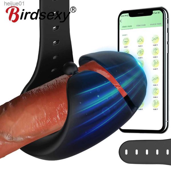 Bluetooth Puissant Vibrateur Pour Hommes Gland Masseur Sex Machine Penis Delay Trainer Automatique Mâle Masturbateur Sex Toys pour Adulte L230518