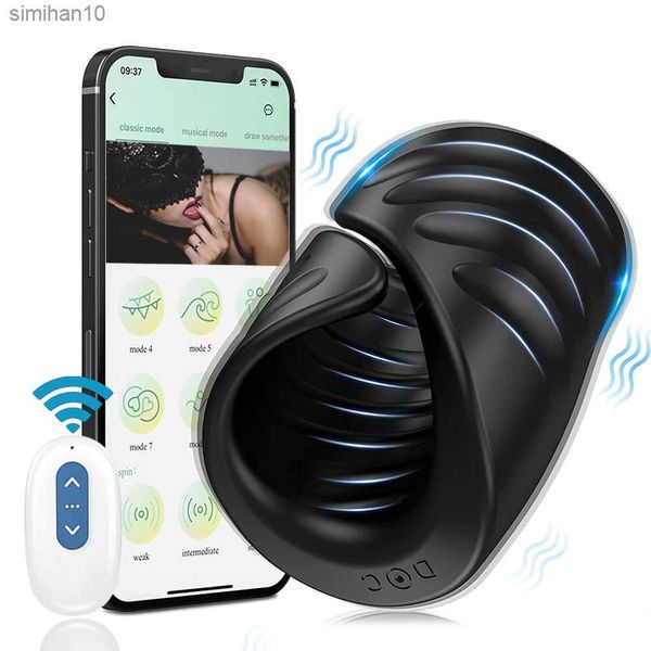 Bluetooth Puissant Vibrateur Pour Hommes Gland Masseur Sex Machine Pénis Retard Automatique Mâle Masturbateur Sex Toys pour Adulte L230518