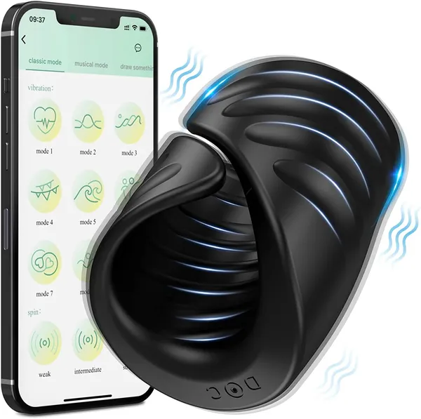 Bluetooth poderoso vibrador para hombres Glanes Massager Máquina de sexo Máquina de sexo Pene Trainer Automático Masturbador masculino