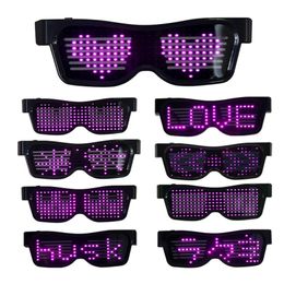 Bluetooth Programmeerbare Party Text USB Charging LED Display Glasses Dedicated Nightclub DJ Festival Party Glowing Toy Gift Supplies