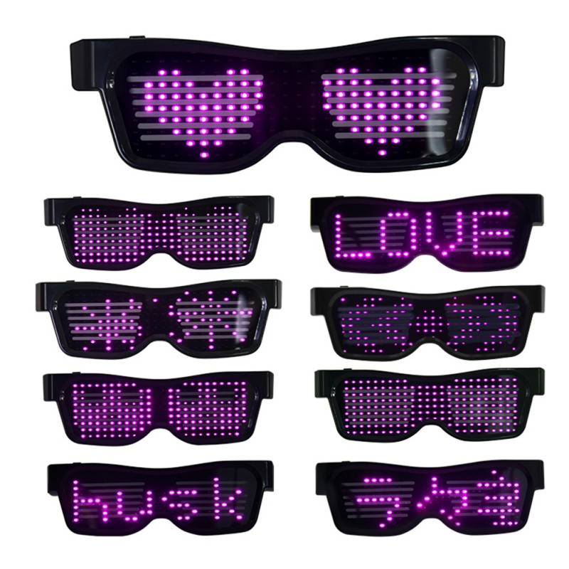 Bluetooth Programmerbar Party Text USB Laddning LED Display Glasögon Dedikerad Nattklubb DJ Festival Party Glödande Toy Gift Supplies