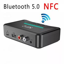 Bluetooth RCA -ontvanger 5.0 NFC A2DP AUX 3,5 mm Jack USB Smart Playback Stereo Audio Zender Wireless Adapter voor autokitluidspreker