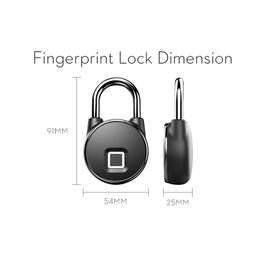 Bluetooth rechargeable Smart Lock sans clé d'empreintes digitales IP66 étanche antivol sécurité cadenas porte bagages serrure FLP22 201013