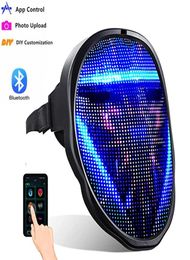 Bluetooth RGB Light Up LED Masker Maskerade Speelgoed Programmeerbaar DIY Foto Animatie Tekst Halloween Kerst Carnaval Kostuum Party1460404