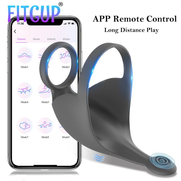 Bluetooth Scrotum testicule vibrateurs pour hommes périnée Massage APP télécommande pénis anneau Anal Plug sexy jouets Couples
