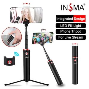 Bluetooth Selfie Stick Trépied de caméra de téléphone portable Dimmable avec une télécommande de lumière de remplissage de LED
