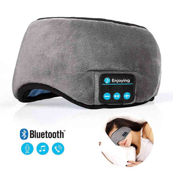 Casque de sommeil Bluetooth masque pour les yeux bandeau de sommeil doux élastique confortable sans fil musique écouteurs 220509