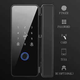 Bluetooth Smart Glass Door Biométrique Electronic Control Door Lock 13.56 MHz RETOIDE RFID Déverrouillage 240510