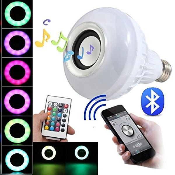 Luz de altavoz inteligente Bluetooth E27 LED blanco RGB lámpara colorida música inteligente Audio Bluetooth 3,0 altavoz con control remoto para el hogar