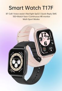 Bluetooth Smart Horloge Fitness Tracker T17F Hartslagmeter Bloeddruk Bloed Zuurstof Sport Horloge voor Mannen Vrouwen 1.83