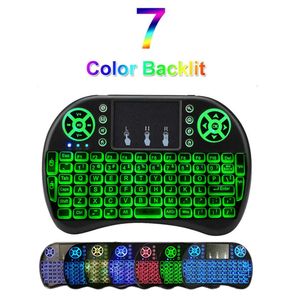 Teclado i8 retroiluminado 2,4G inalámbrico Fly Air Mouse recargable con retroiluminación Touchpad controles remotos para X96 max H96 TX3 TV Box