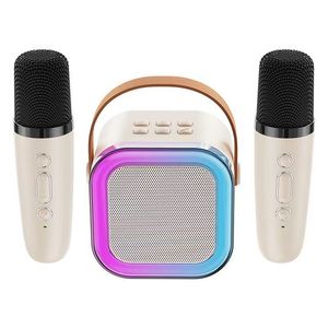 Haut-parleur Bluetooth à usage extérieur et ménage, microphone sans fil intégré pour chant de karaoké portable, son bas