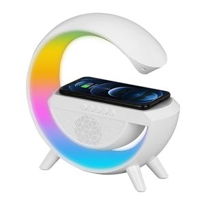 Bluetooth Speaker LED Alarm Clock.RGB Colorful Atmosphere Night Light Lamp.Sunrise Simulation Wake Up.15W Wireless Phone Charger