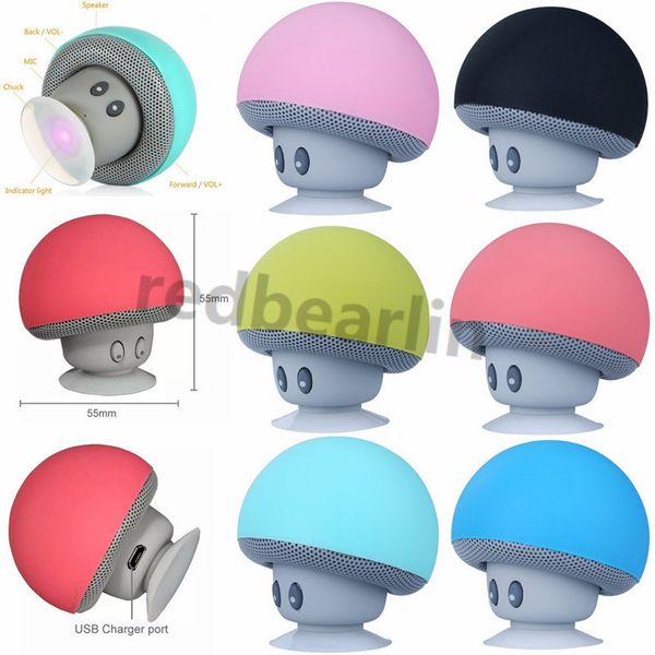 Haut-parleur Bluetooth sans fil, mains libres, champignon, avec support de disque à succion, pour Iphone, Samsung, MP3, Pad, tablette, PC, vente au détail