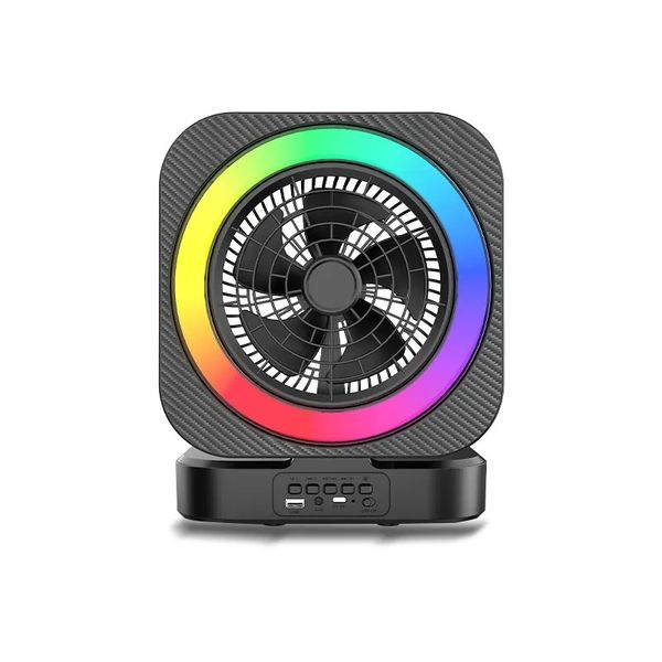 Haut-parleur Bluetooth avec spectacle léger, ventilateur plié USB, support TF Card Play, HD Sound, mini-haut-parleur pour le vélo de camping de voyage de voyage