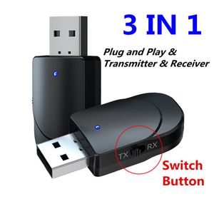 Transmetteurs Bluetooth 5.0 Récepteur audio 3 en 1 Mini Jack 3,5 mm Adaptateur sans fil stéréo USB AUX pour voiture TV