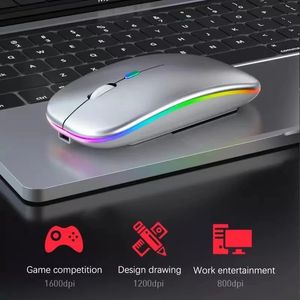 Ratón inalámbrico USB Bluetooth recargable 2,4 GHz luz LED silencioso diseño ergonómico táctil para ordenador portátil Macbook iPad PC ordenador