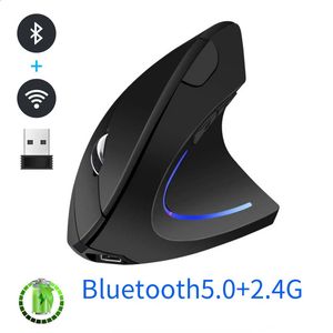 Souris verticale Bluetooth rechargeable 24G sans fil ergonomique Mause optique gauche souris droite 1600 DPI pour ordinateur portable PC Mac cadeau 240309