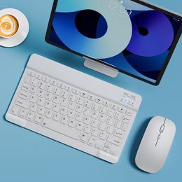 Teclado y ratón inalámbricos Bluetooth Mini ipad teclado español ruso Keycaps 10 pulgadas para tableta ipad Pro 12 9 Air 4 S6 Lite