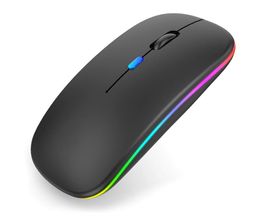 Souris sans fil Bluetooth avec souris RVB rechargeable USB pour ordinateur portable PC MacBook Gaming Mouse Gamer 24 Ghz 1600 dpi Epacket308673135