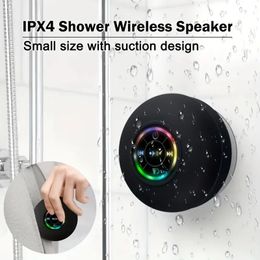 Haut-parleur sans fil Bluetooth, Portable, émettant de la lumière LED, étanche, avec ventouse, haut-parleur Compact pour salle de bain