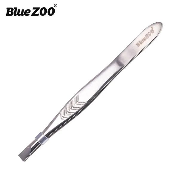 Bluezoo Cross-Border E-Commerce Beauty Tool avec texture antidérapante, bouche plate, clip de sourcils en argent, pincettes en acier inoxydable