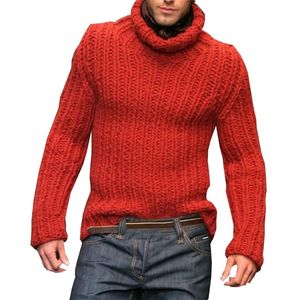Blusa Masculina Inverno Hiver Homme Col Roulé Style Coréen À Manches Longues Rouge Pull Pull En Tricot Plus La Taille Sueteres Para Hombre 210604