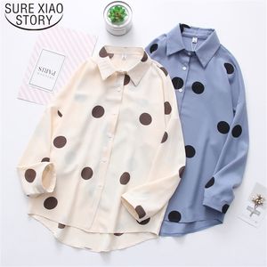 Blusas Mujer de Moda Lente Herfst Koreaanse Vrouwen Blouses en Tops Lange Mouwen Wave Point Regular Shirts 6715 50 210506