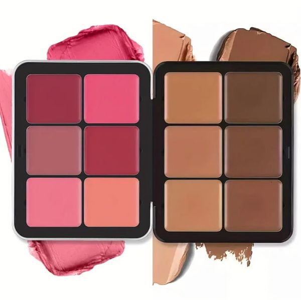 Blush 12 16 couleurs Palette de fard à joues crémeux Couverture de crème de fard à joues mat Longue durée Rouge Crème Fard à joues Correcteur Palette de maquillage tout-en-un 231214