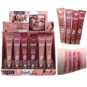 Blush 24pcslot 4 kleuren vloeibare make -upgezicht vormen een professionele natuurlijke wang blusher gel Langdurige cosmetica groothandel 230815